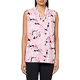 Anne Klein Womens Printed Ity Triple Pleat Top