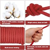 metagio 2 Pack 8MM Thick Cotton Rope 5M Rolls Black Red All Purpose Soft Twisted view 3