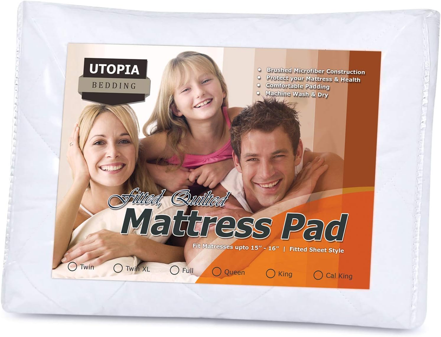 Utopia Bedding Quilted Fitted Mattress Pad (Queen) - Mattress Cover Stretches up to 16 Inches Deep - Mattress Topper: Home & Kitchen