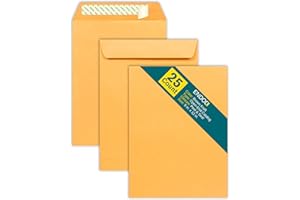 EnDoc 9x12 Open End Envelopes Self Seal - 25/pack - Catalog Envelopes for Documents, Photos - 28lb Paper Brown Kraft Envelope