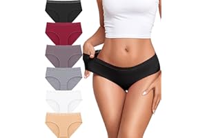 READY TO LOVE Cotton Underwear Womens Sexy Panties Lace Waistband Full Coverage Briefs Ladies Bikini Hipster 6 Pack