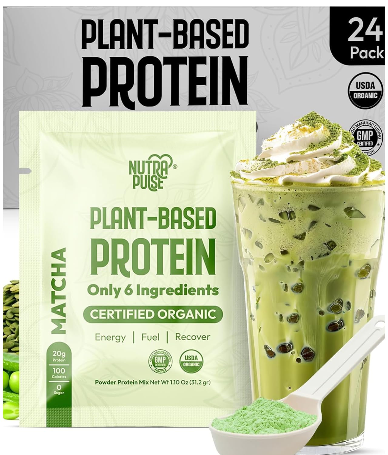 NUTRAPULSE Matcha Vegan Protein Powder Sample Pack