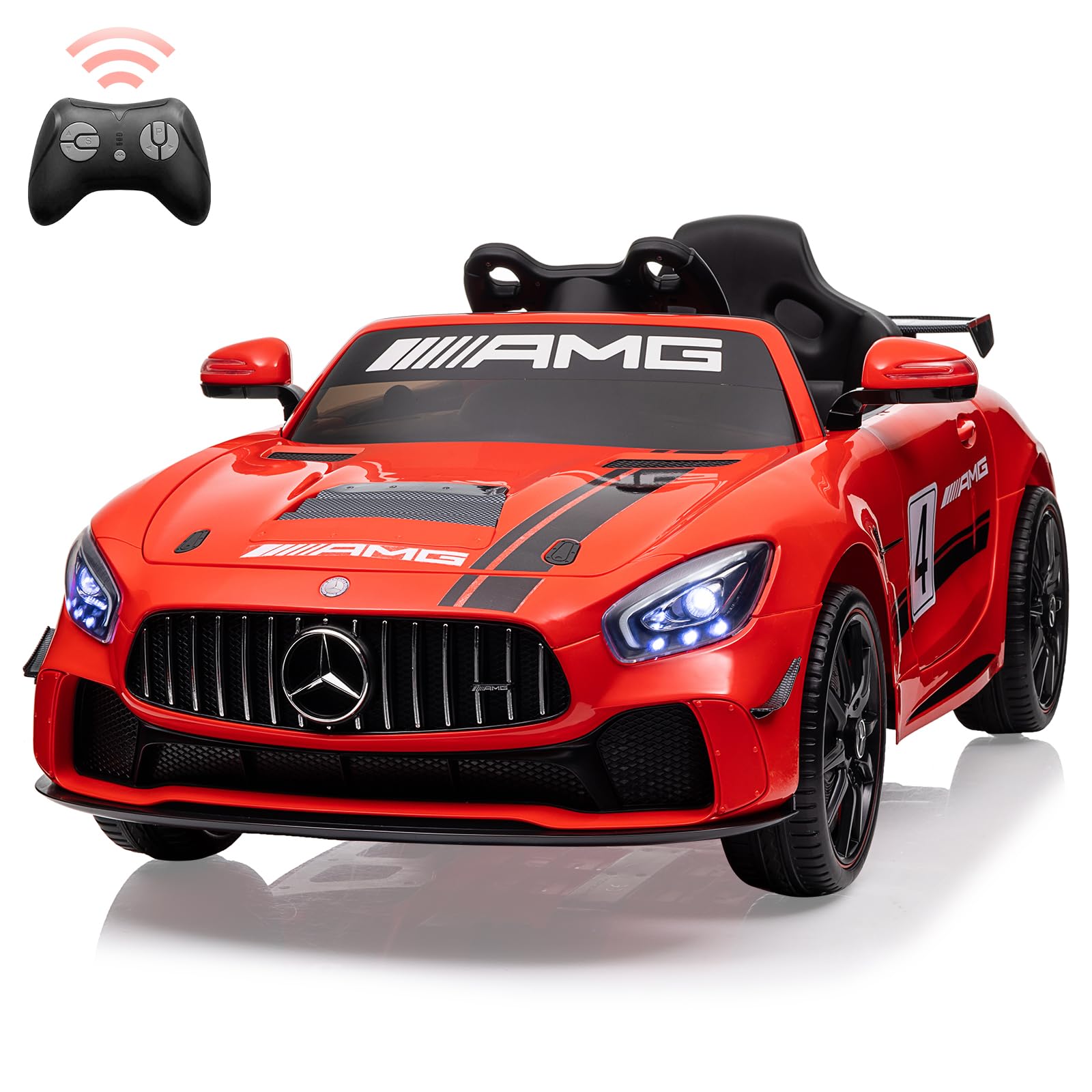 Photo 1 of 12V Ride On Car for Kids with Remote Contorl, 35W*2 Motors Licensed Benz AMG Battery Powered Sports Car,Horn, Led Headlights,Large Seat,Easy Assemble Wheels,Music for Boys Girls Gift,Red