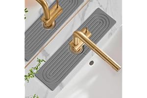 15.7" Faucet Mat for Kitchen Sink: Diatomite Quick Dry Stone Sink Tray - Super Absorbent Splash Guard for Bathroom Counter (D