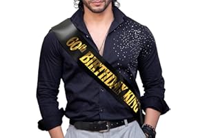 GODAYS Happy 60th Birthday Decorations for Men, Black Gold 60th Birthday King Sash Party Decorations Supplies