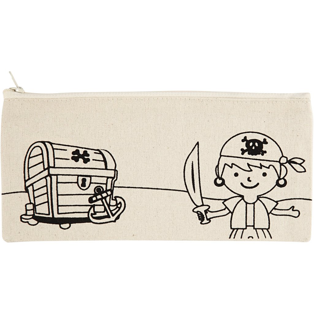 Pencil Case, size 21x9 cm, 245 g/m2, light natural, pirate, 1pc