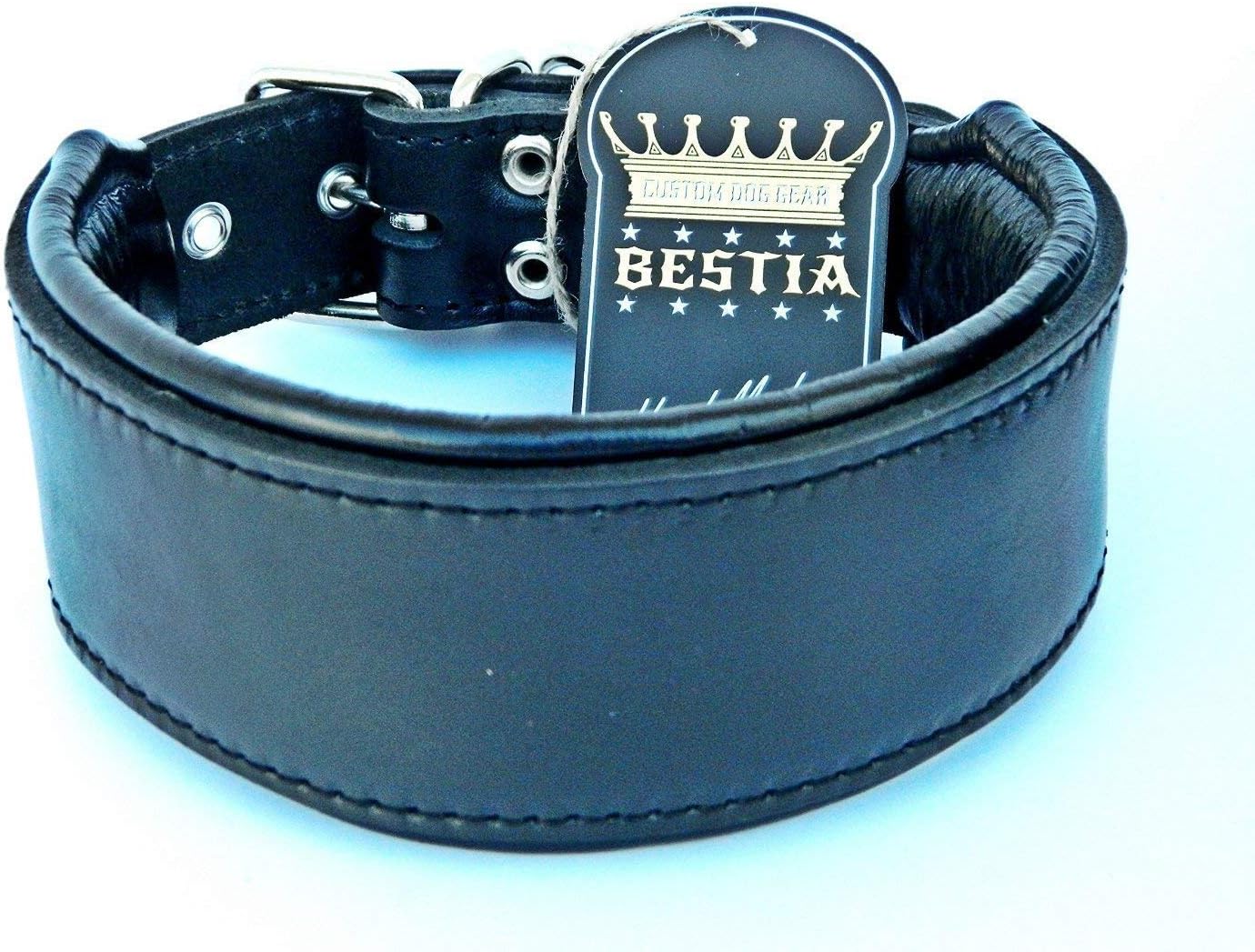 Bestia Genuine Leather Dog Collar, Soft Padded, Large Breeds, Cane Corso, Rottweiler, Boxer, Bullmastiff, Dogo, Bully, Quality Dog Collar, 100% Leather