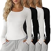 Velvelhall 4 Pack Women's Workout Shirts Yoga Long Sleeve Running Tops Quick Dry Gym Athletic Tops Seamless Compression Tees