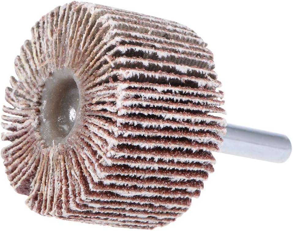 sourcing map 1-1/2 Inch Flap Wheels Shank Mounted Sanding Disc Abrasive Wheel 80 Grits 5 Pcs - Image 4