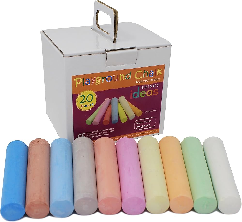 Bright Ideas Giant Colourful Playground Chalk 20 Assorted 10cm BI7980