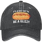 POLIFARMER Hot Dogs Lover Hat It’s A Bad Day to Be A Glizzy Hat Men Dad Hats Adjustable Caps Black