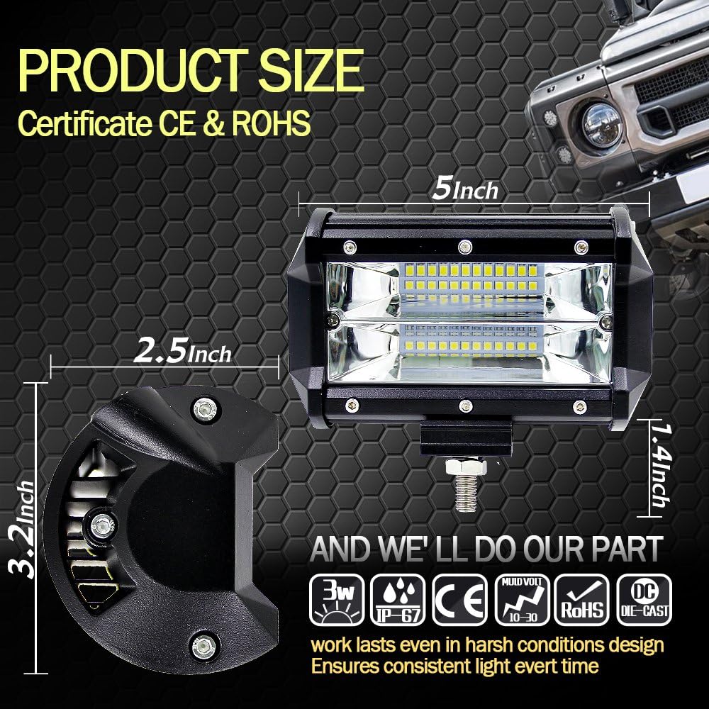 Znylsq 5inch 72 W LED Light Bar 30 Modified Off-Road Lights Roof Light bar