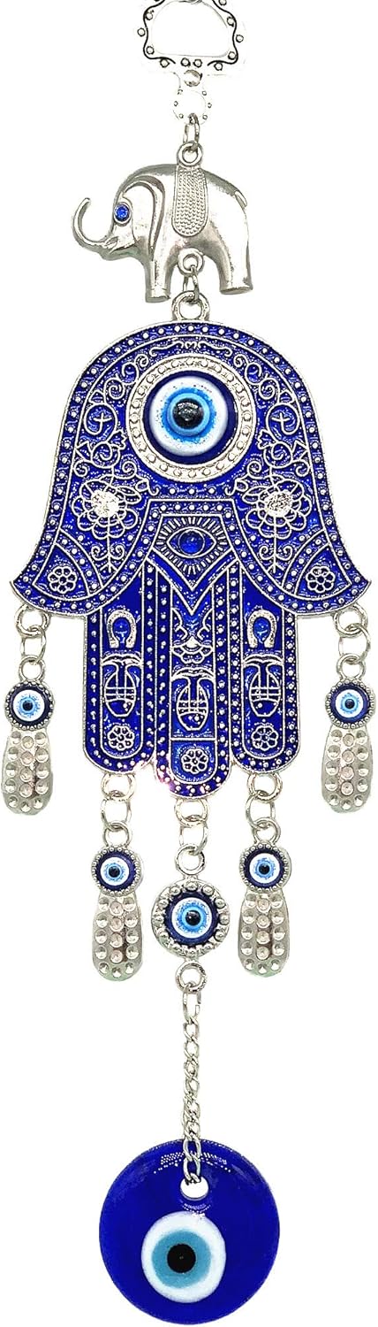 Betterdecor Blue Evil Eye with Hamsa Hand Protection Hanging Decoration (Pouch) -028