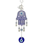 Betterdecor Blue Evil Eye Hamsa Hand Hanging Charm Decoration for Home Office Car -028