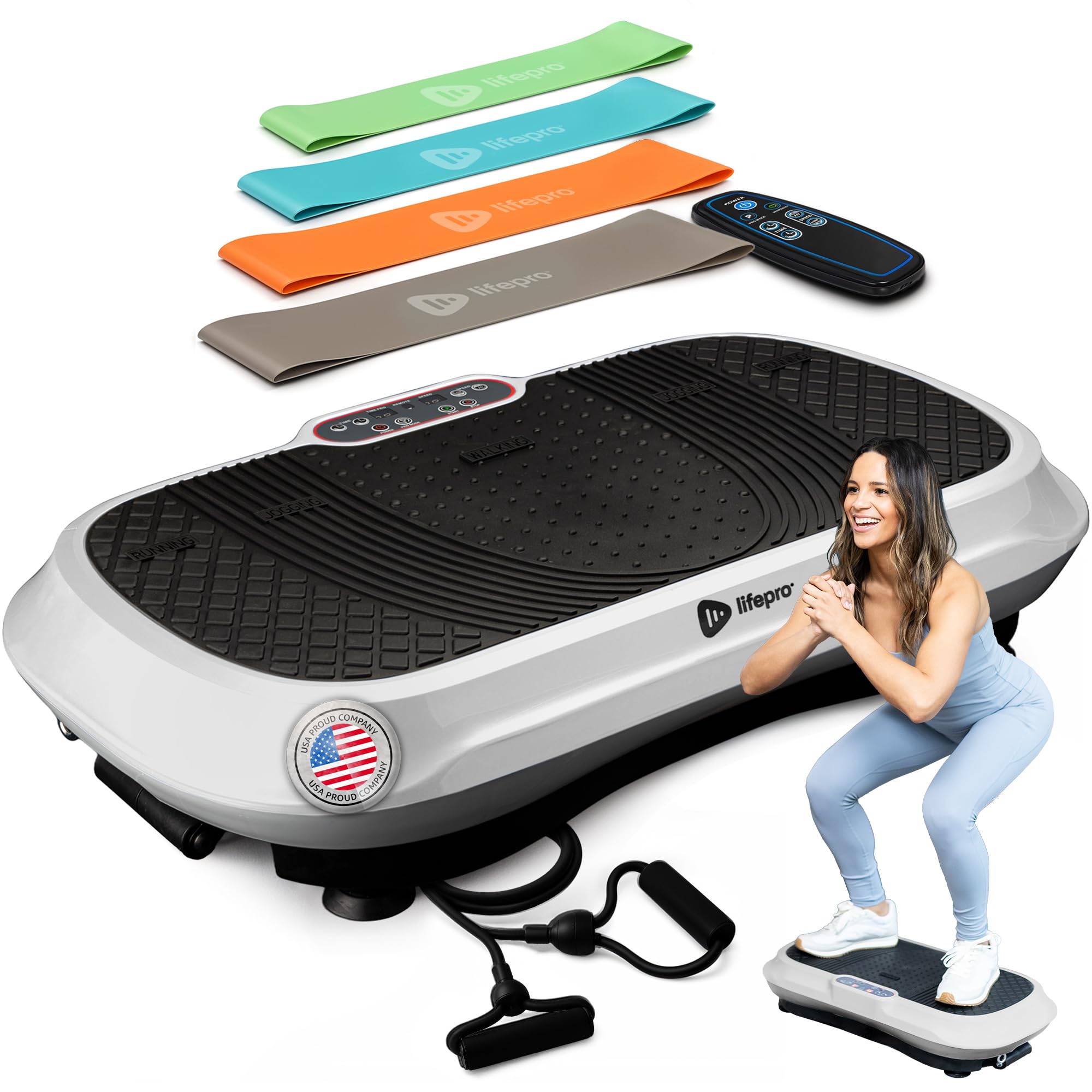 Lifepro Waver Vibration Plate Exercise Machine for Lymphatic Drainage, Muscle Activation, Full-Body Workout Vibrating Platform with Loop Bands, Fitness Equipment for Strength Toning & Fat Loss