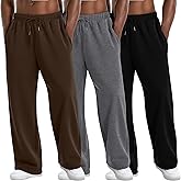 August Alley 3 Pack Men's Lightweight Lounge Pants Straight Leg Open Bottom Thin Baggy Drawstring Sweatpant with 3 Pockets