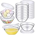 Tioncy 12 Pack Small Glass Bowls with lids 2.95 Inch Mini Dipping Bowls Pinch Sauce Containers for Party Serving Spices Ketchup Snacks BBQ Dessert