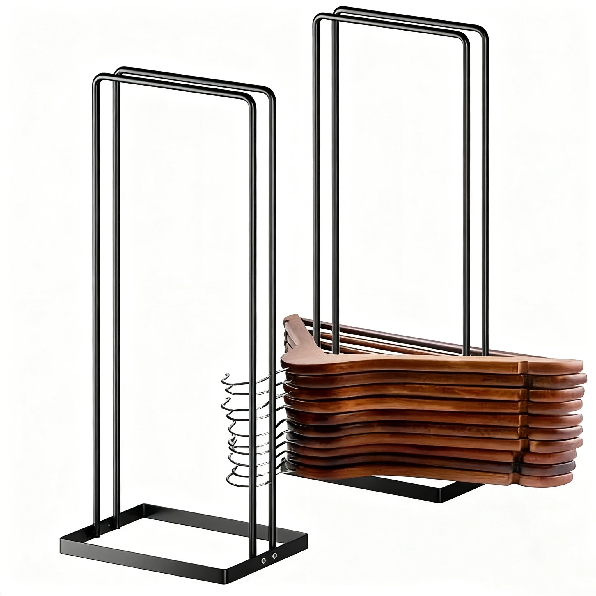 Photo 1 of Hanger Stacker 2 Pack, Clothes Hanger Holder Organizer for Closet Laundry Room, Organizer Stacker for Coat Wire Hangers,Hanger Rack Stand Caddy for Adult Kids Velvet Pants Hangers Storage