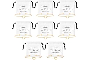 CEELGON 16 Pcs Jewelry Pouch Set of 8 Linen Cotton Small Drawstring Bags & Bridesmaid Knot Bracelet Jewelry Packaging Proposal Gift Bridal Party Favors (Gold)