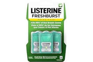 Listerine Freshburst Pocketpaks Portable Breath Strips, Dissolving Breath Freshener Strips Kill 99% of Germs that Cause Bad B