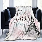 Paris Eiffel Tower Pattern Blanket, Soft Blankets Flannel Bed Throw Cozy Lightweight Plush Gifts for Women Men Boys Girls Sofa Couch Bedroom Living Rooms Warm All Season, Home Decor, 80"x60"