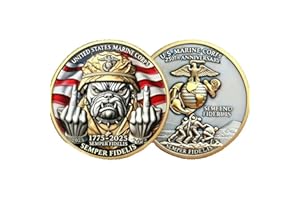 SNKVAUP 250th Anniversary Marine Corps Challenge Coin – 250 Year Military Commemorative Coin, Gifts for Veterans, Army Navy USMC Collector Coins