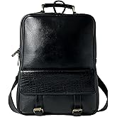 bonahide - 15.6" Luxury Black Leather Laptop Backpack for Men & Women. Leather Bag for Professional Use in Office & Business