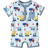 DREAMHALO Baby Boy Romper Toddler Boys Short Sleeve Shorts Soft Jumpsuit Outfit Viscose Made from Bamboo