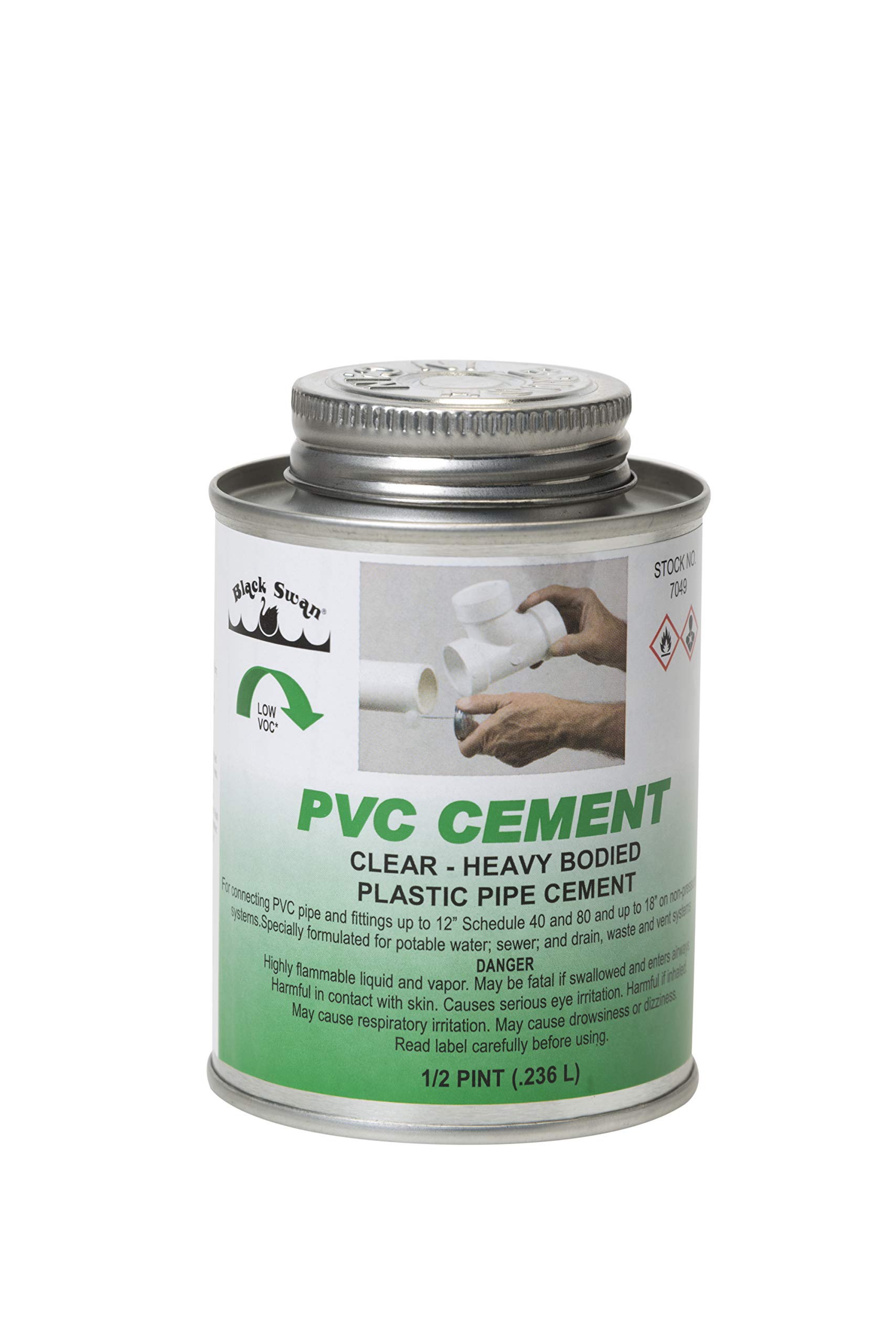 Black Swan PVC3 Heavy Body PVC Cement, Clear, 1/2 pt