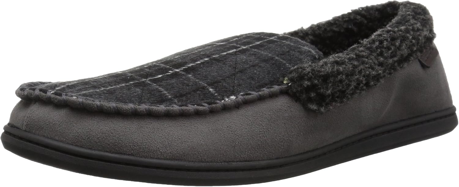 Dearfoams Men's Microsuede Moccasin with Whipstitch Wide