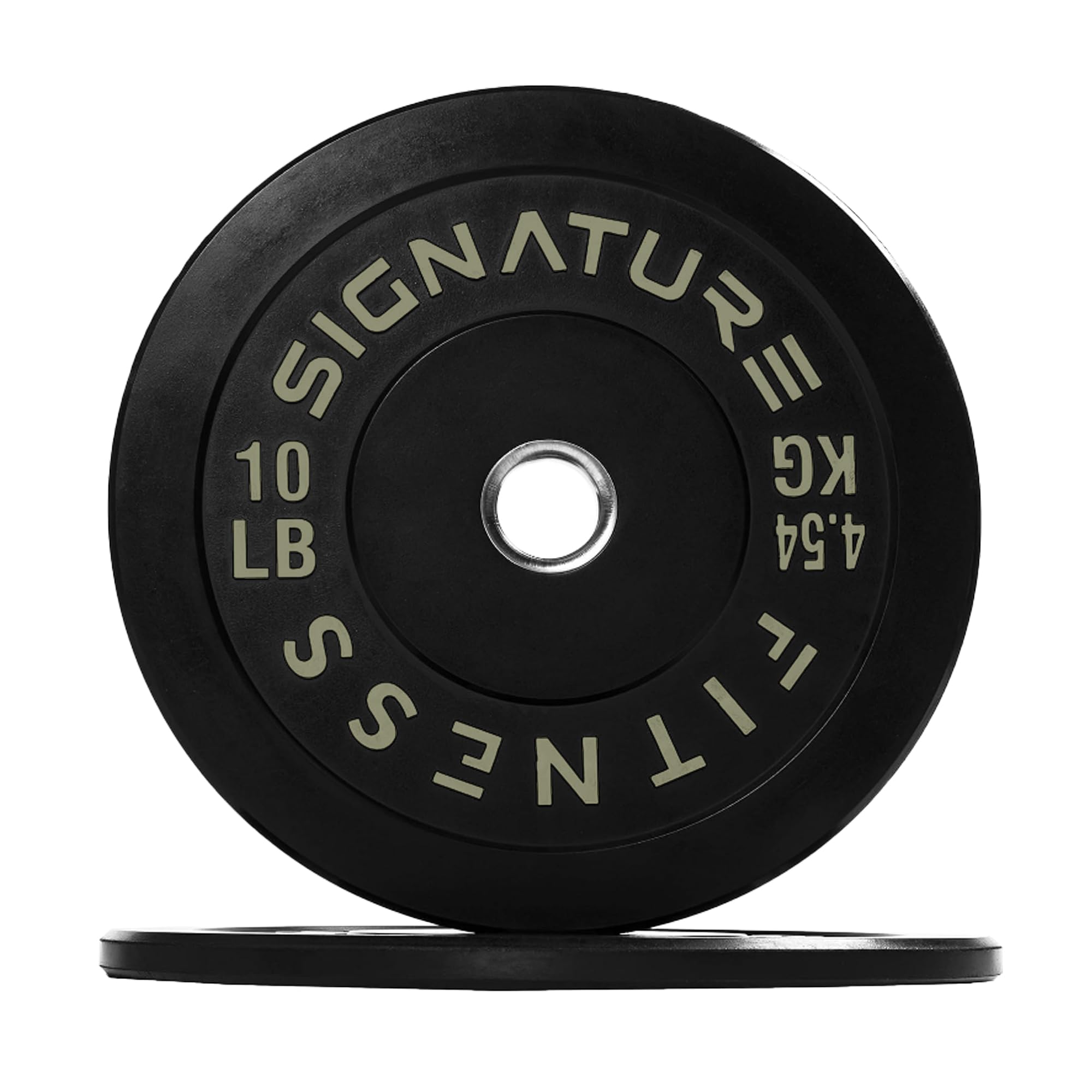 Signature Fitness 2" Olympic Bumper Plate Weight Plates with Steel Hub, 10LB, Pair