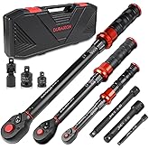 DURAXION 9PCS Torque Wrench Set Torque Wrenches with Dual-Scales ±3% Precision(1/4" 20–220 in-lb, 3/8" 5–45 ft-lb, 1/2" 10–17