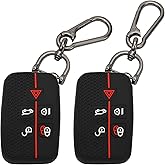 TOMALL 2 Pack Fit for Land Rover Key Fob Cover with Keychain, 5 Buttons Silicone Rubber Key Fob Case Compatible with Land Rover LR4 Range Rover Sport Evoque Velar Jaguar XF XE XJ XJL F-pace