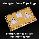 Varilight 2G 13A Switched Socket Georgian Brass XG5W view 3