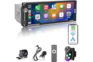 Alondy Single Din Car Radio Touchscreen (6.9") Compatible with Apple CarPlay [Wireless] Android Auto Car Stereo Bluetooth Type-C USB (2.1A Fast Charge) Backup Camera