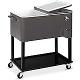Best Choice Products 80qt Outdoor Steel Rolling Cooler Cart for Cookouts, Tailgating, BBQ w/Bottle Opener, Catch Tray, Drain 