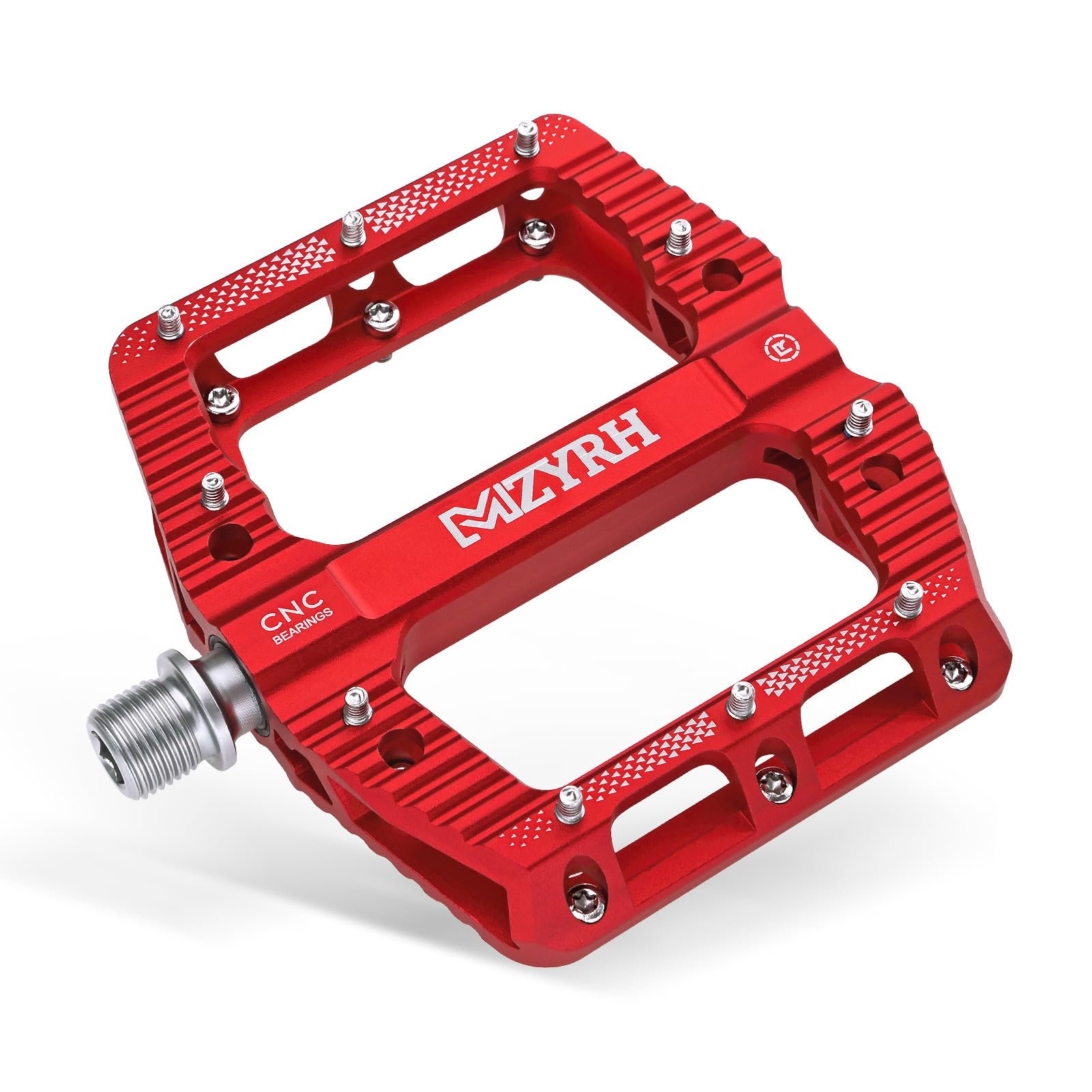 MZYRH MTB Pedals Mountain Bike Pedals with 3 Sealed Bearings, 9/16 Inch Bicycle Pedals, Non-Slip Lightweight Aluminium Alloy Bicycle Platform Pedals for Mountain Bike, Road Bike (Red)