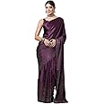 SIRIL Women's Satin Silk Hot Fixing Saree with Unstitched Blouse Piece