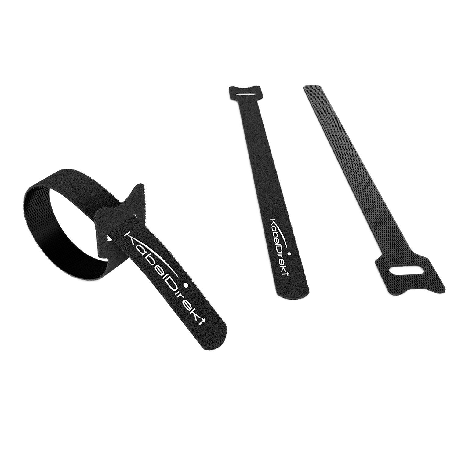 KabelDirekt – 16x Hook and Loop Cable Ties – 20 cm × 1,4 cm – eco-Friendly Cable Ties, Individually usable & Reusable (for Office, Home Office, Workshop & Camping – Black)