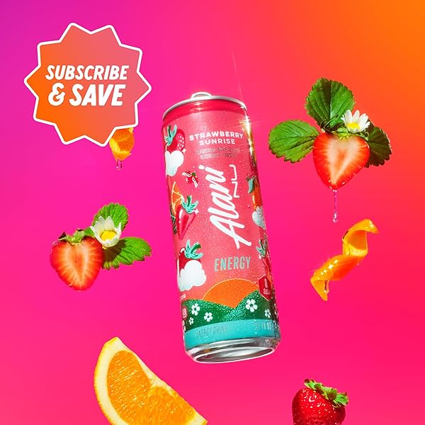 ALANI NU STRAWBERRY SUNRISE SUGAR FREE, LOW CALORIE ENERGY DRINKS, 200MG CAFFEINE, BIOTIN B VITAMINS, ZERO SUGAR, 10 CALORIES, 12 FL OZ CANS, 12 PACK