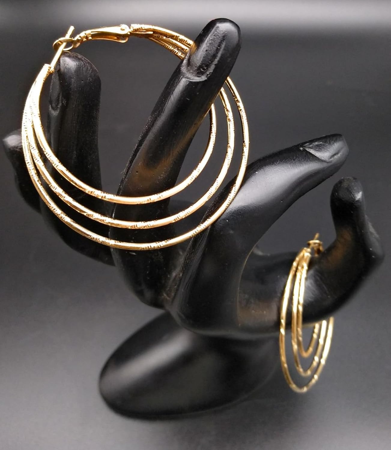 satyam kraft 3 layered golden hoop earring for women