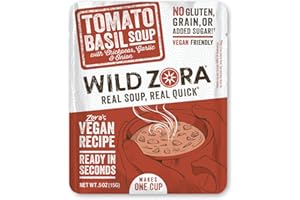 Wild Zora Instant Keto-Friendly Soups Tomato Basil 8-pack Broth Made with Chickpeas, Garlic, Onion, Gluten-Free, Grain, No Added Sugar, Vegan Friendly Flavorful Pantry Staples - 0.5oz/13g