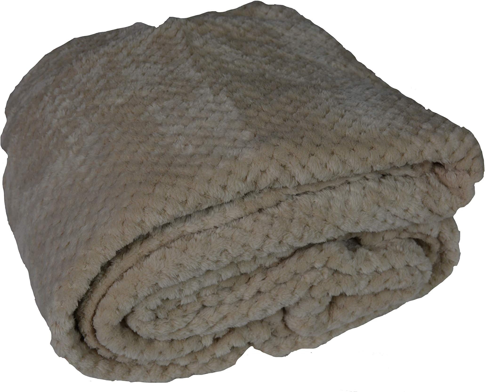 NG Distribution Waffle / Honeycomb blanket / throw (King 200 x 250, Beige / Cream)