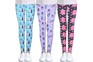 iLover Toddler Girls Cute Stretch Athletic Leggings Little Kids High Waisted Yoga Pants Ankle Length