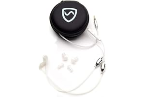 SYB Shield Your Body Air Tube Headset, Stereo Earbuds with Microphone and Case, Wired Anti Radiation Headphones, Built-in Controls, Works on Any Device with A Standard 3.5mm Audio Jack, White