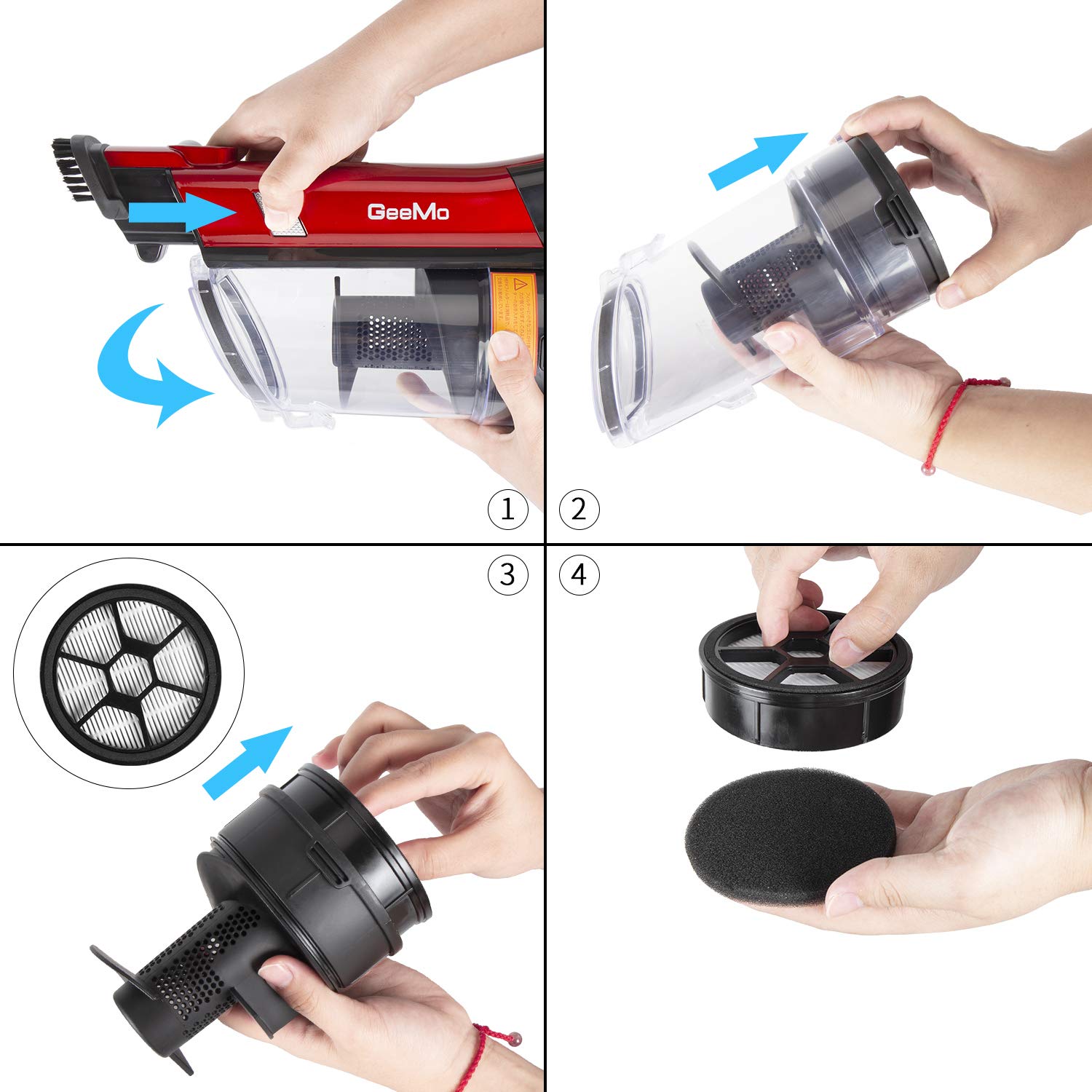 GeeMo Vacuum Cleaner 17Kpa 600W Powerful Cleaning Lightweight and 22ft