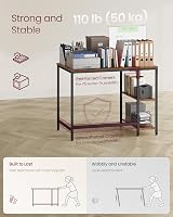 VASAGLE Computer Desk 100x50x76 cm Industrial Rustic Brown Ink Black LWD046B01 view 6