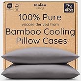 Bambaw 100% Viscose Derived from Bamboo Pillowcases King Size – Set of 2 Cooling Pillow Cases for Acne Prone Skin with Envelope Closure, Breathable & Super Soft Pillow Cases (Dark Gray)