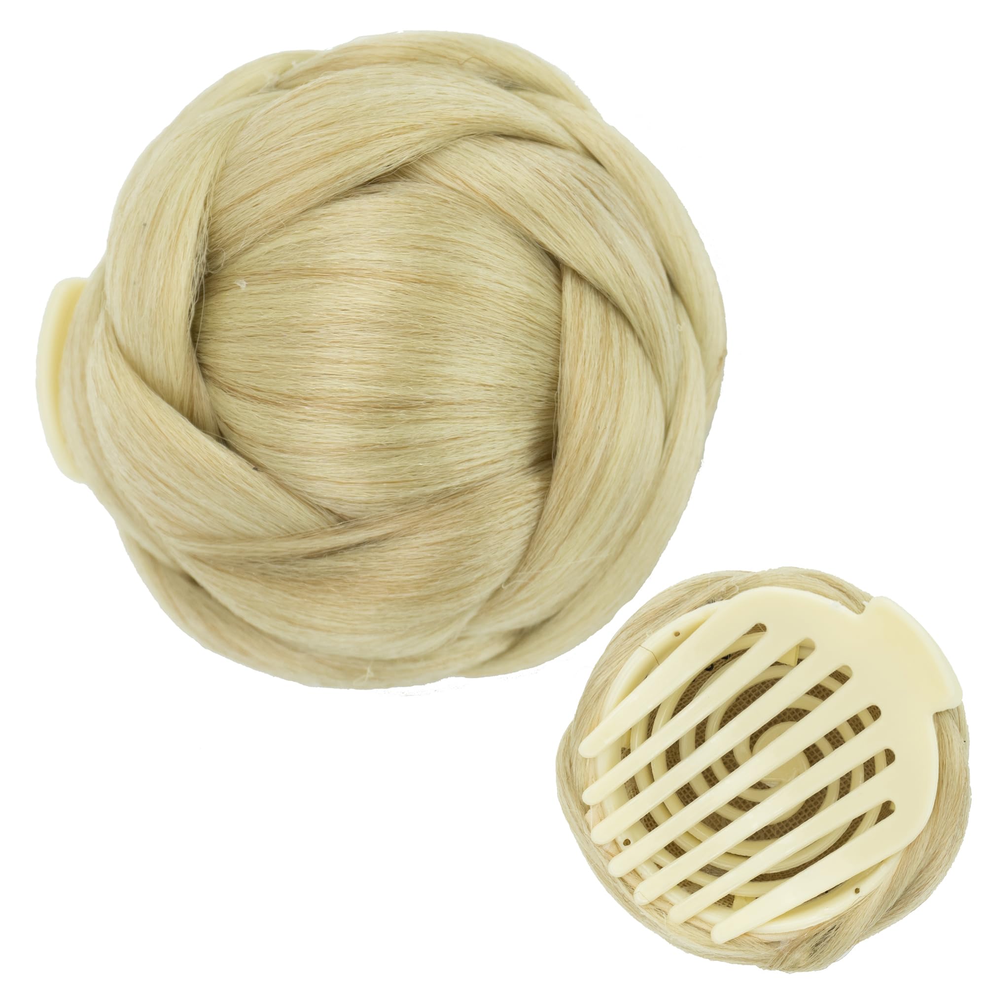 IMISSU Braided Chignon Hair Donut Hairpieces Dancer Scrunchie Claw Hair Bun Updo Wig (Blonde)