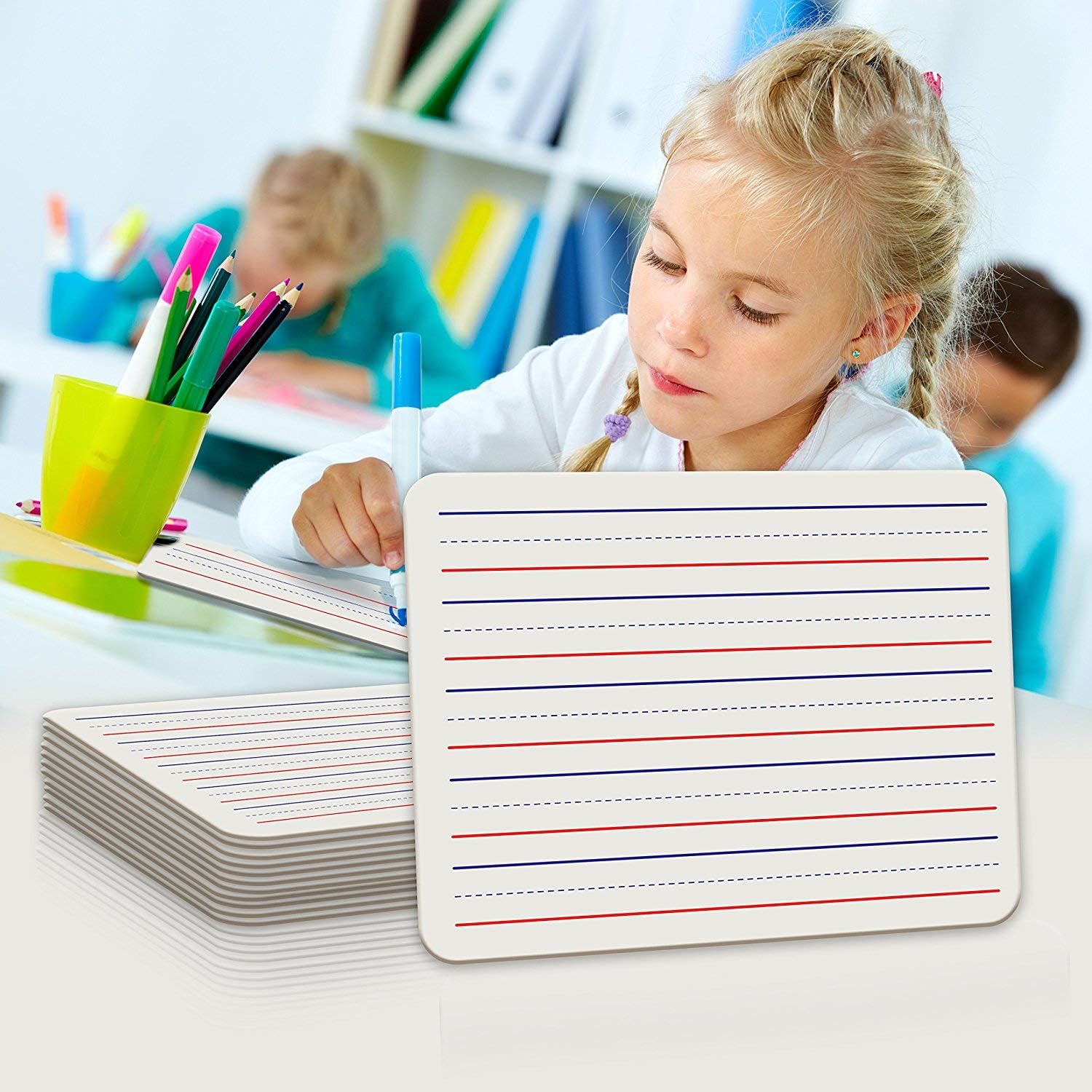 10 Pack Dry Erase Ruled Whiteboards l 9 X12 inch Lined White Board Lapboard Double Sided Whiteboard : Office Products